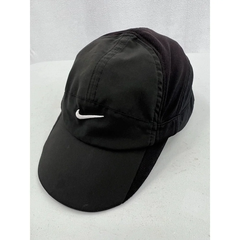 Nike Featherlight 7 Panel Hat Gray White Swoosh Dri-fit‎ Strapback Baseball Cap